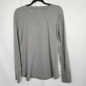 Womens Crew Round Neck Long Sleeve T-Shirt Soft Stretch Cotton Basic Size Medium